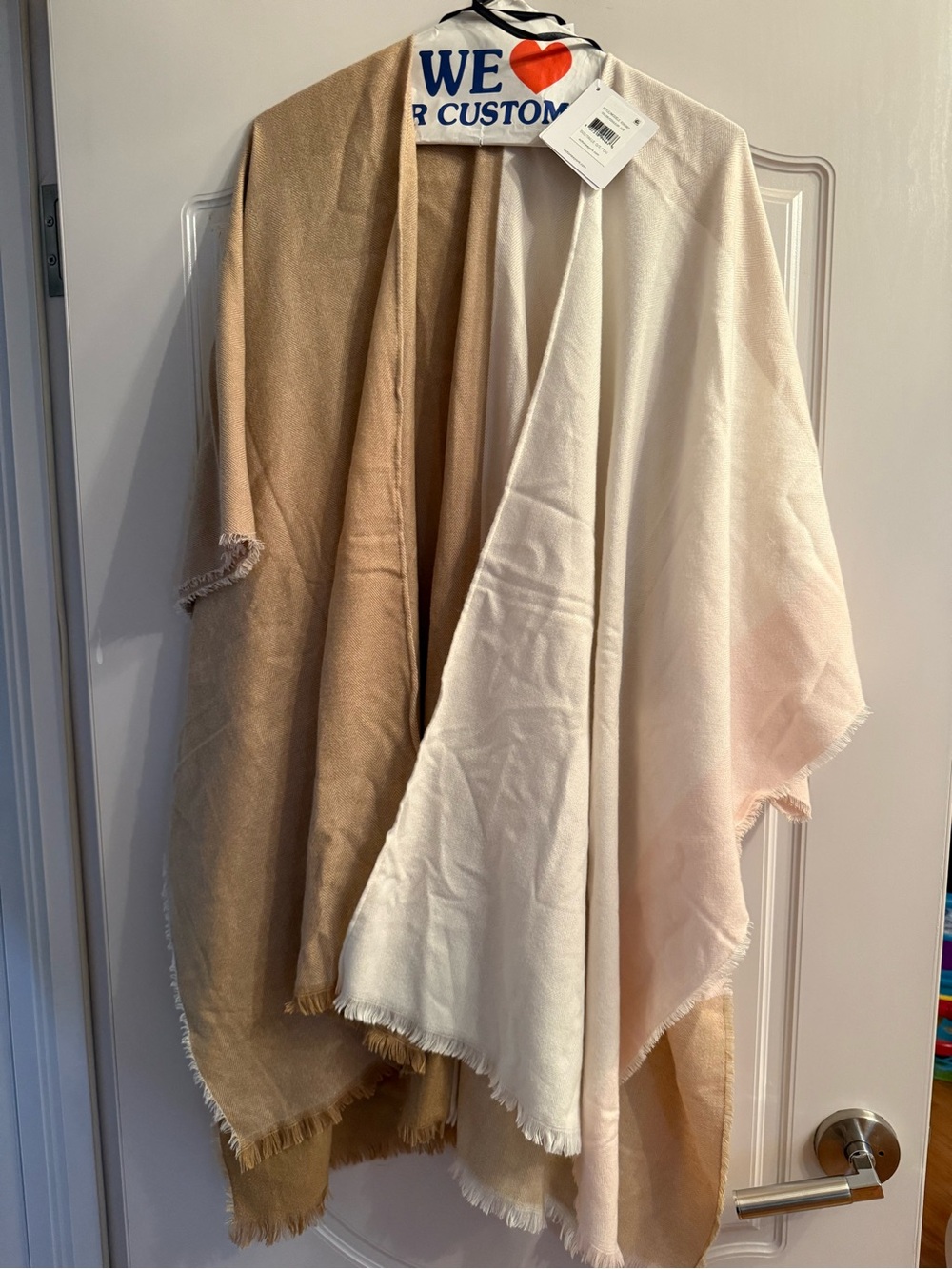 NWT Echo Ruana Shawl Wrap Shawl in Beige, Pink, Cream